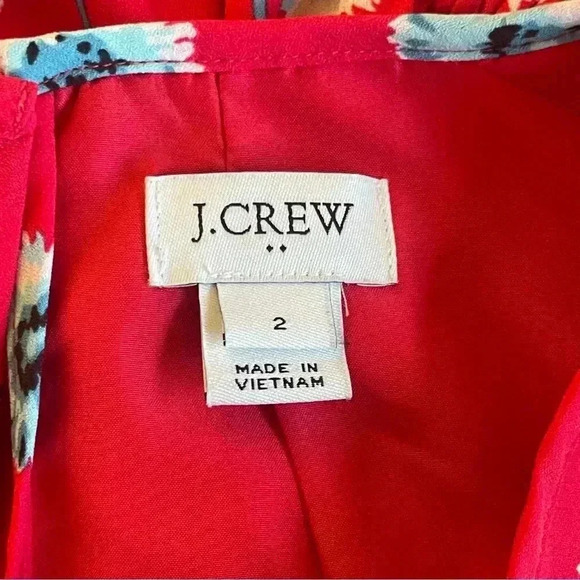 J Crew Dandelion Print Long Sleeve Dress Womens 2 Ruffle Elastic Cuff & Waist - Picture 9 of 15